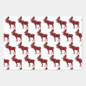バッファロープレイド赤いクリスマス動物ランバージャック ラッピングペーパーシート (正面3)
