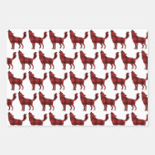 バッファロープレイド赤いクリスマス動物ランバージャック ラッピングペーパーシート (正面3)