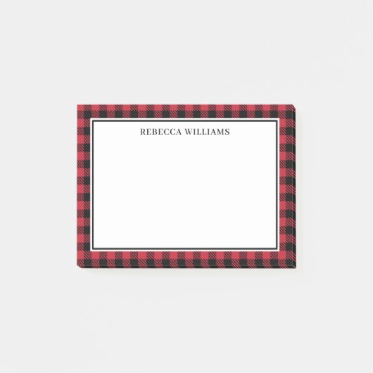 バッファロープレイド赤と黒の名前テンプレート ポストイット (正面)