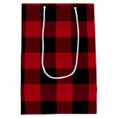 バッファロープレイド赤と黒の喜びと平和ID603 ミディアムペーパーバッグ (裏面)