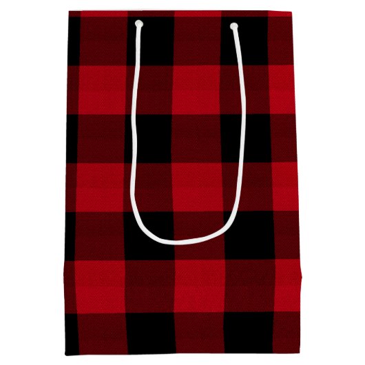 バッファロープレイド赤と黒の喜びと平和ID603 ミディアムペーパーバッグ (裏面)