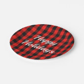 バッファロープレイド赤と黒 ペーパープレート (アングル)