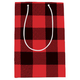 バッファロープレイド赤と黒 ミディアムペーパーバッグ