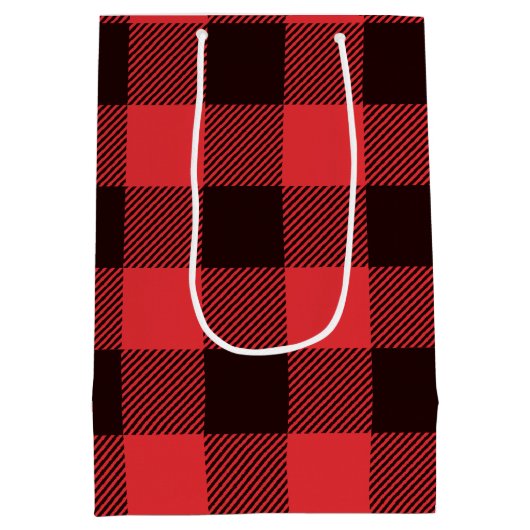 バッファロープレイド赤と黒 ミディアムペーパーバッグ (裏面)