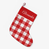 バッファロープレイド赤白 スモールクリスマスストッキング (正面 (吊り時))