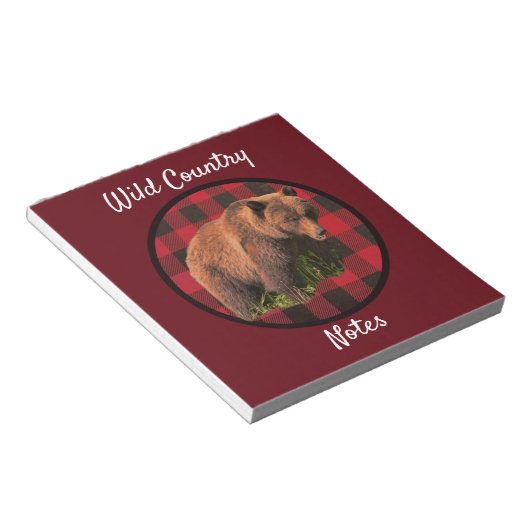 バッファロープレイド野生のクマのカントリーノート ノートパッド (アングル)
