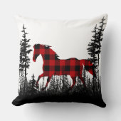 バッファロープレイド野生の馬林の松の木の森 クッション (正面)