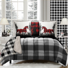 バッファロープレイド野生の馬林の松の木の森 クッション