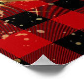 バッファロープレイド金ゴールドスクリプトファミリーメリークリスマス ポスター (角)