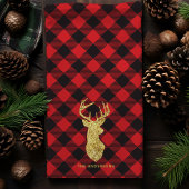 バッファロープレイド金ゴールドディアクリスマス キッチンタオル