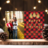 バッファロープレイド金ゴールドハッピーホリデーズフォトカード シーズンカード