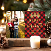 バッファロープレイド金ゴールドハッピーホリデーズフォトカード シーズンカード