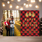 バッファロープレイド金ゴールドハッピーホリデーズフォトカード シーズンカード