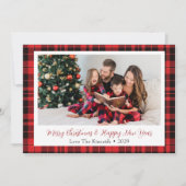 バッファロープレイド長方形フォトクリスマスグリーティング シーズンカード (正面)