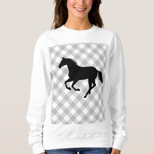 バッファロープレイド馬好き（そうではない）醜いセーター スウェットシャツ (正面)