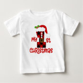 バッファロープレイド1初めてのクリスマスTシャツ ベビーTシャツ (正面)