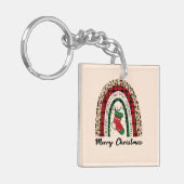 バッファロープレイド&レオパード印刷レインボー キーホルダー (正面左)