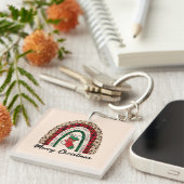 バッファロープレイド&レオパード印刷レインボー キーホルダー (正面右)
