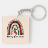 バッファロープレイド&レオパード印刷レインボー キーホルダー (裏面)