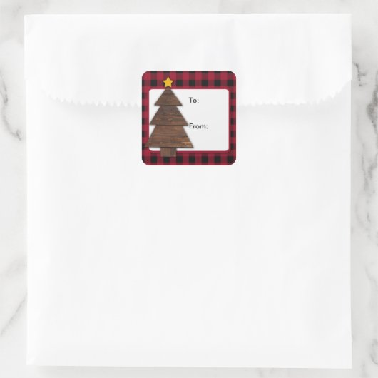 バッファロープレイド、木のクリスマスススススクエアステッカー スクエアシール (バッグ)