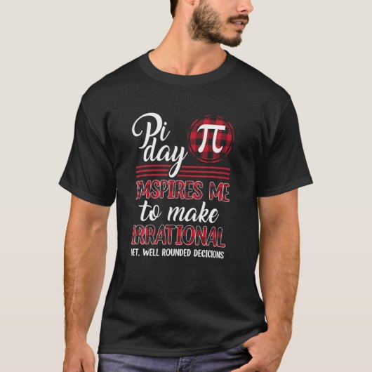 バッファロープレイドPiシンボルPi日インスパイア私数学ロー Tシャツ (正面)