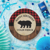 バッファロープレパーソナライズされたイドベアランバージャックパーティー ペーパープレート (パーティー)