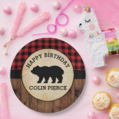 バッファロープレパーソナライズされたイドベアランバージャックパーティー ペーパープレート (パーティー)