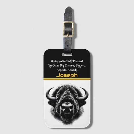 バッファローヘッド:強度と美しい ラゲッジタグ (正面縦)