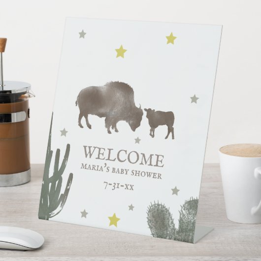 バッファローベビーシャワーサボテンへようこそ 台座サイン (インサイチュ)