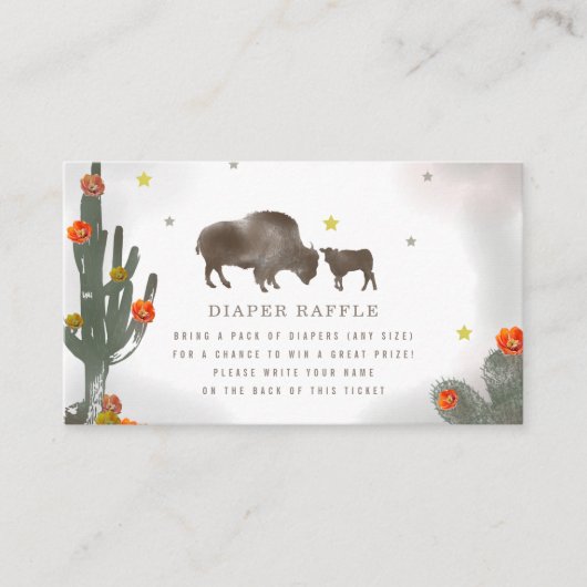 バッファローベビーシャワーフローラサボツおむつラッフル エンクロージャーカード (正面)