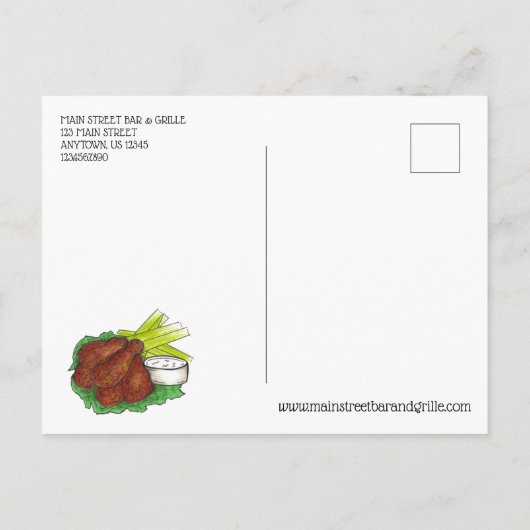 バッファローホットチキンウィングウィング食べ物の競争 インビテーションポストカード (裏面)