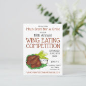 バッファローホットチキンウィングウィング食べ物の競争 インビテーションポストカード (スタンド正面)