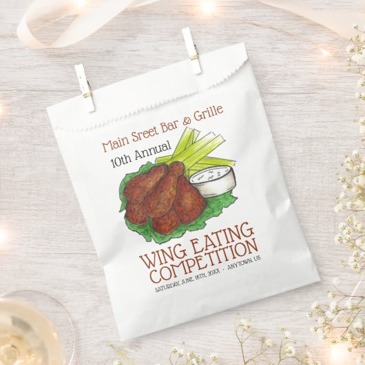バッファローホットチキンウィングウィング食べ物の競争 フェイバーバッグ (クリップ留めされた状態)