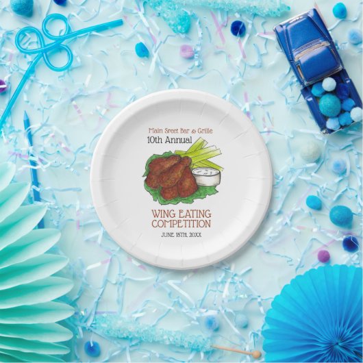 バッファローホットチキンウィングウィング食べ物の競争 ペーパープレート (パーティー)