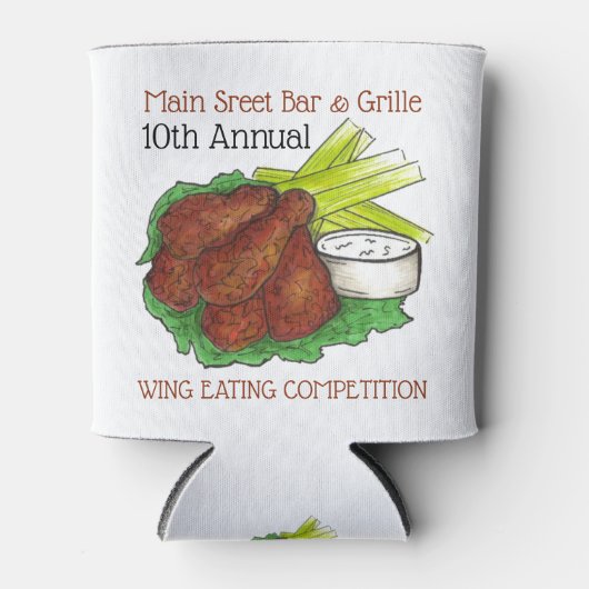 バッファローホットチキンウィングウィング食べ物の競争 缶クーラー (正面)