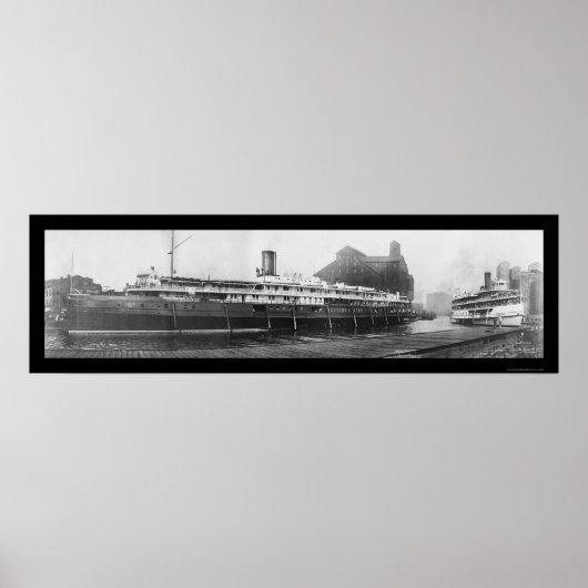 バッファローボート波止場, NY写真1909 ポスター (正面)