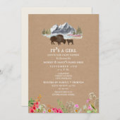 バッファローマウンテン山草の赤ちゃんシャワーカードストック 招待状 (正面/裏面)