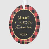 バッファローモダンチェックカスタムカラーズファミリーフォト オーナメント (正面)