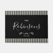 バッファローモダンチェッ素朴クプレイドファミリスクリプト ドアマット (正面)