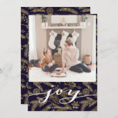 バッファローモダンプレイドエレガントスクリプトJOYシンプル シーズンカード (正面/裏面)