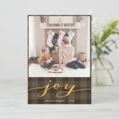 バッファローモダンプレイドエレガントスクリプトJOYシンプル シーズンカード (スタンド正面)