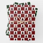 バッファローモダンプレイドクリスマスツリーパターン ラッピングペーパーシート (インサイチュ)