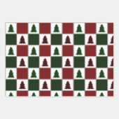 バッファローモダンプレイドクリスマスツリーパターン ラッピングペーパーシート (正面3)