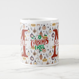 バッファローモダンプレイドモノグラムクリスマスホリデー ジャンボコーヒーマグカップ