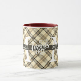 バッファローモダンプレイドモノグラムクリスマスホリデー マグカップ