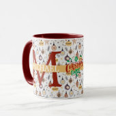 バッファローモダンプレイドモノグラムクリスマスホリデー マグカップ (正面左)