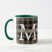 バッファローモダンプレイドモノグラムクリスマスホリデー マグカップ (左)