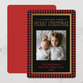 バッファローモダンプレイド写真クリスマスカード シーズンカード (正面/裏面)