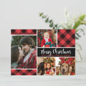 バッファローモダンプレイド写真コラージュのクリスマスカード (スタンド正面)