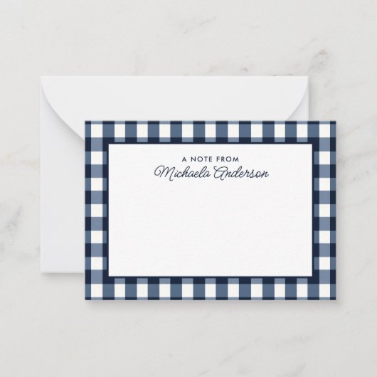 バッファローモダンプレイド名前をカスタムするパーソナル ノートカード (正面)